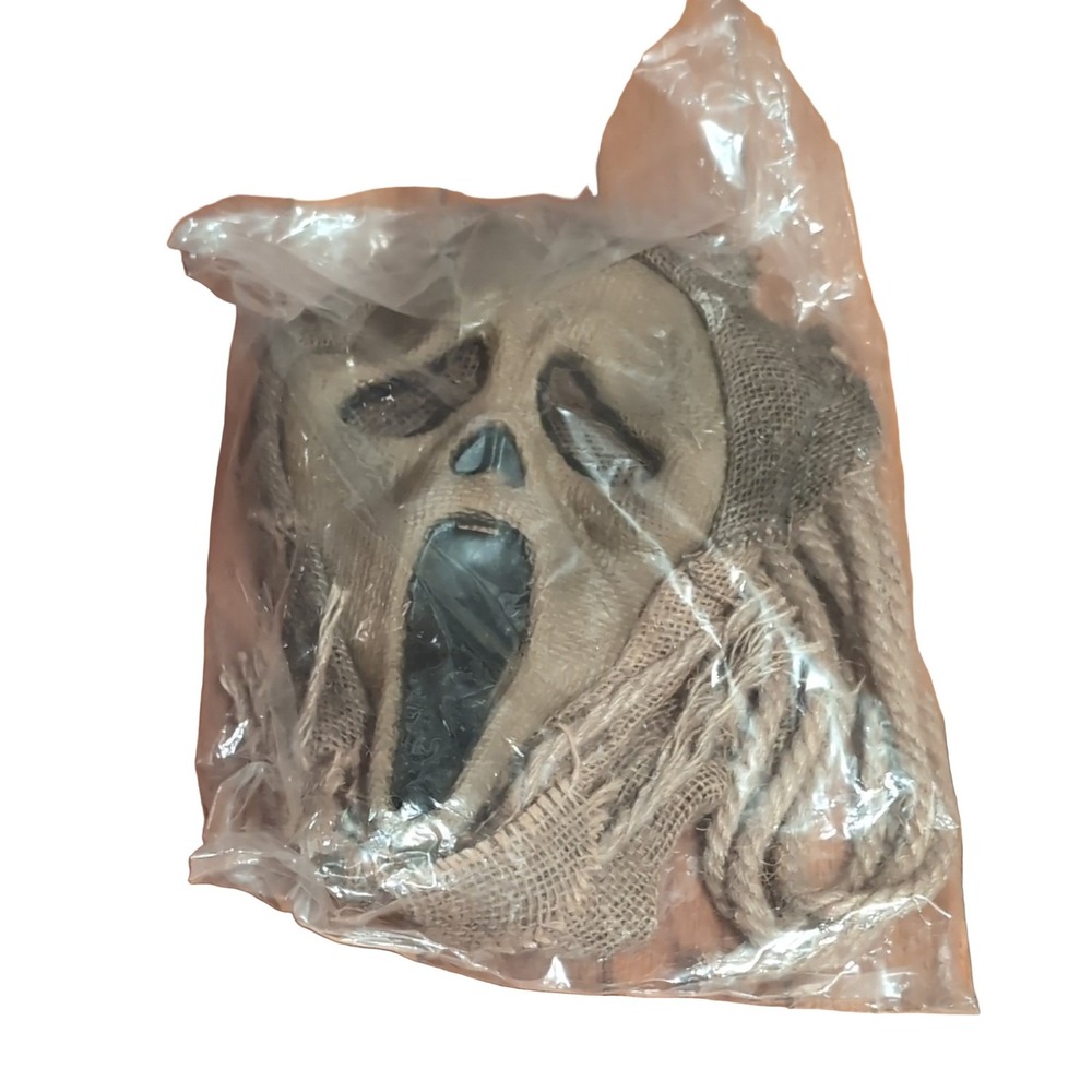 Fun World Scarecrow Ghostface Mask Brown Burlap Scream Horror 07071376 NEW